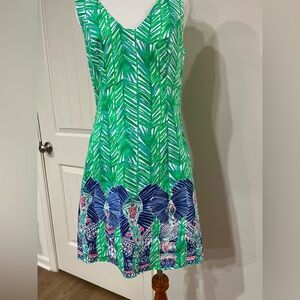 Lilly Pulitzer sandie shift dress in toucan green costa verde elephants